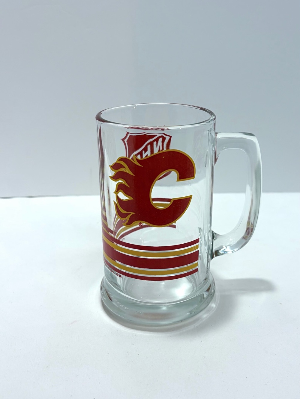 Vintage 1988 Calgary Flames NHL Glass Beer Mug RARE